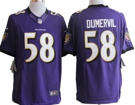 Nike Baltimore Ravens #58 Elvis Dumervil Purple Limited Jersey