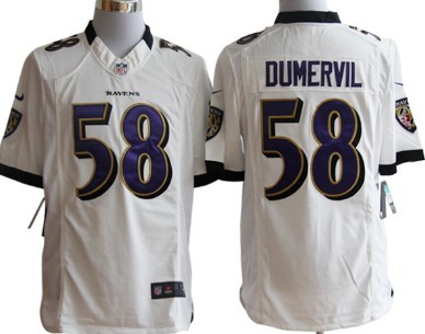 Nike Baltimore Ravens #58 Elvis Dumervil White Limited Jersey