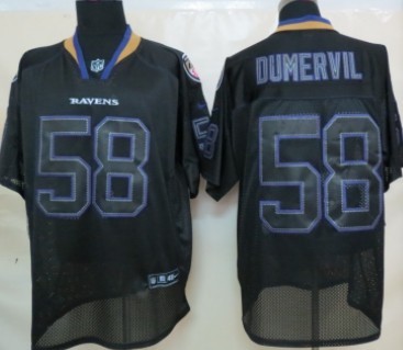 Nike Baltimore Ravens #58 Elvis Dumervil Lights Out Black Elite Jersey