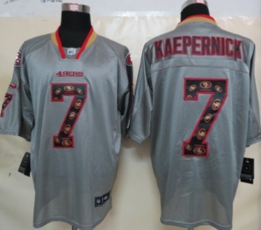 Nike San Francisco 49ers #7 Colin Kaepernick Lights Out Gray Ornamented Elite Jersey