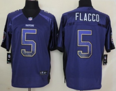 Nike Baltimore Ravens #5 Joe Flacco Drift Fashion Purple Elite Jersey