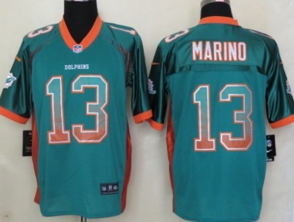 Nike Miami Dolphins #13 Dan Marino Drift Fashion Green Elite Jersey