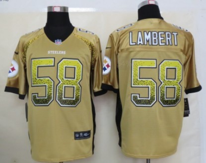 Nike Pittsburgh Steelers #58 Jack Lambert Drift Fashion Yellow Elite Jersey