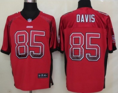 Nike San Francisco 49ers #85 Vernon Davis Drift Fashion Red Elite Jersey