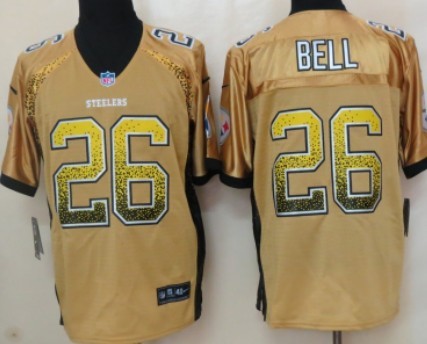 Nike Pittsburgh Steelers #26 LeVeon Bell Drift Fashion Yellow Elite Jersey