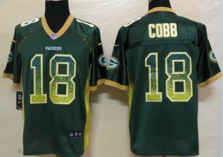 Nike Green Bay Packers #18 Randall Cobb Drift Fashion Green Elite Jersey