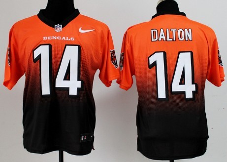 Nike Cincinnati Bengals #14 Andy Dalton Orange/Black Fadeaway Elite Jersey