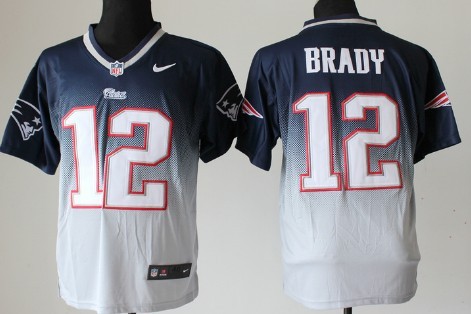 Nike New England Patriots #12 Tom Brady Blue/Gray Fadeaway Elite Jersey