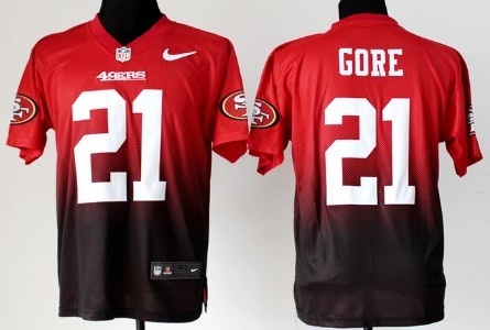 Nike San Francisco 49ers #21 Frank Gore Red/Black Fadeaway Elite Jersey