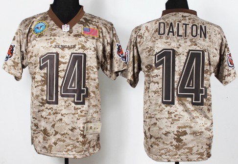 Nike Cincinnati Bengals #14 Andy Dalton 2013 USMC Camo Elite Jersey