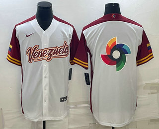 Men's Venezuela Baseball 2023 White World Big Logo With Patch Classic Stitched Jerseys