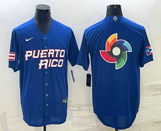 Men's Puerto Rico Baseball 2023 Royal World Big Logo With Patch Classic Stitched Jerseys