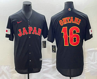 Men's Japan Baseball #16 Shohei Ohtani 2023 Black World Classic Stitched Jersey