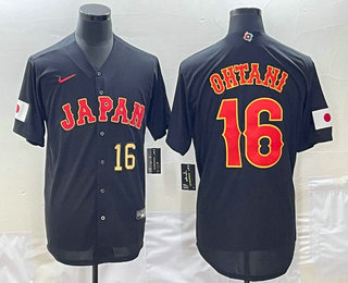 Men's Japan Baseball #16 Shohei Ohtani Number 2023 Black World Classic Stitched Jersey