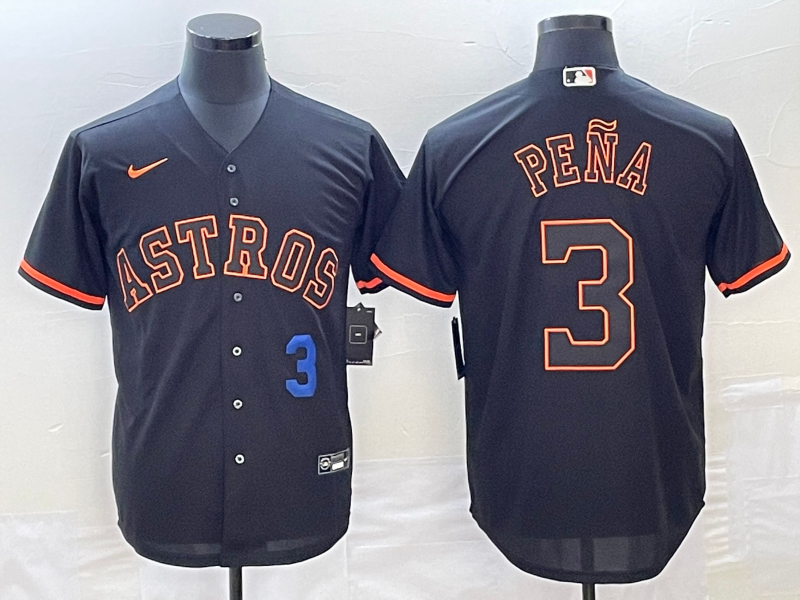 Men's Houston Astros #3 Jeremy Pena Number Lights Out Black Fashion Stitched MLB Cool Base Nike Jersey1