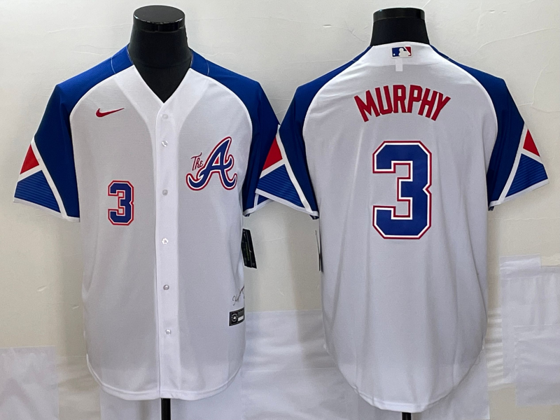 Men's Atlanta Braves #3 Dale Murphy Number White 2023 City Connect Cool Base Stitched Jersey1