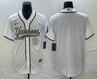 Men's New York Yankees Blank White Cool Base Stitched Baseball Jersey