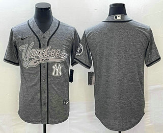 Men's New York Yankees Blank Grey Gridiron Cool Base Stitched Baseball Jerseys