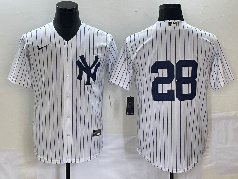 Men's New York Yankees #28 Josh Donaldson No Name White Cool Base Stitched Baseball Jersey