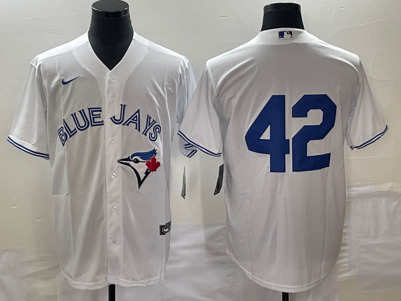 Men's Toronto Blue Jays #42 Jackie Robinson White Cool Base Stitched Jersey