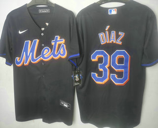 Men's New York Mets #39 Edwin Diaz Black Stitched MLB Cool Base Nike Jersey