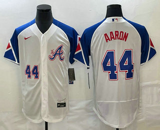 Men's Atlanta Braves #44 Hank Aaron Number White 2023 City Connect Flex Base Stitched Jersey2