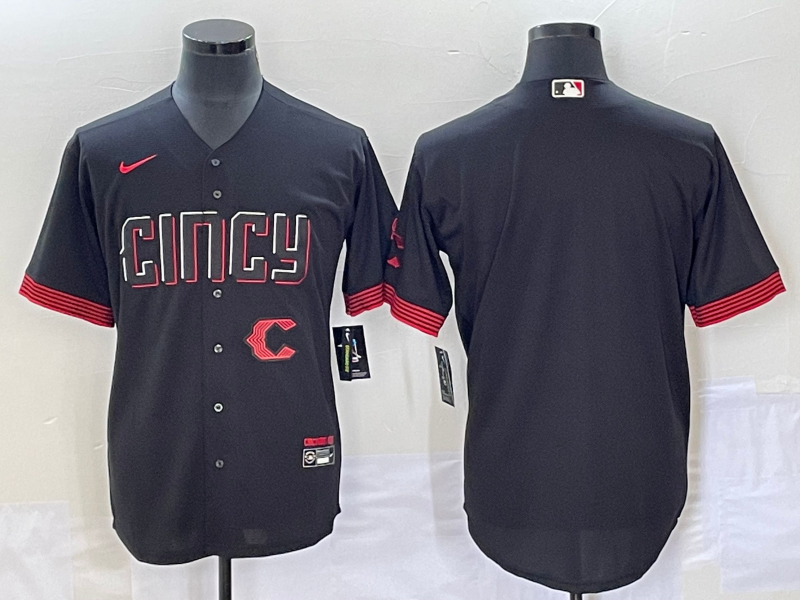 Men's Cincinnati Reds Blank Black 2023 City Connect Cool Base Stitched Jersey1