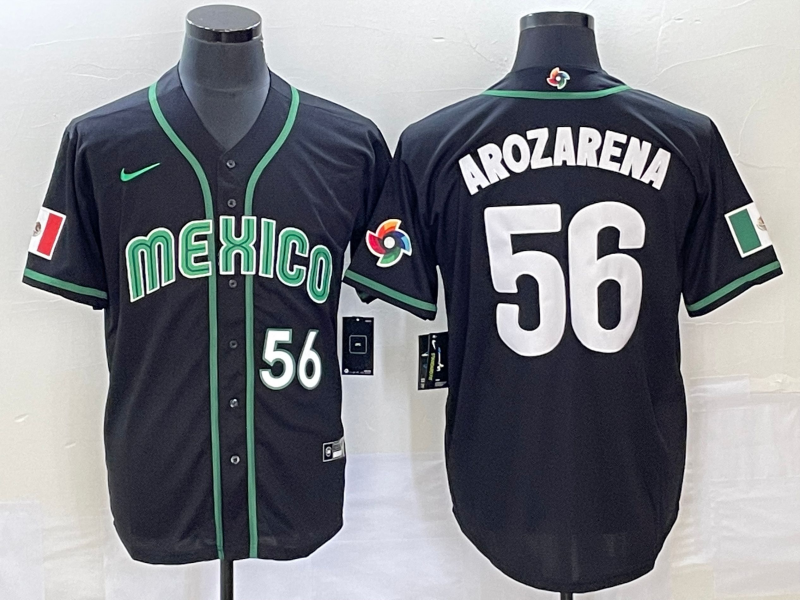 Men's Mexico Baseball #56 Randy Arozarena Number 2023 Black World Classic Stitched Jersey4