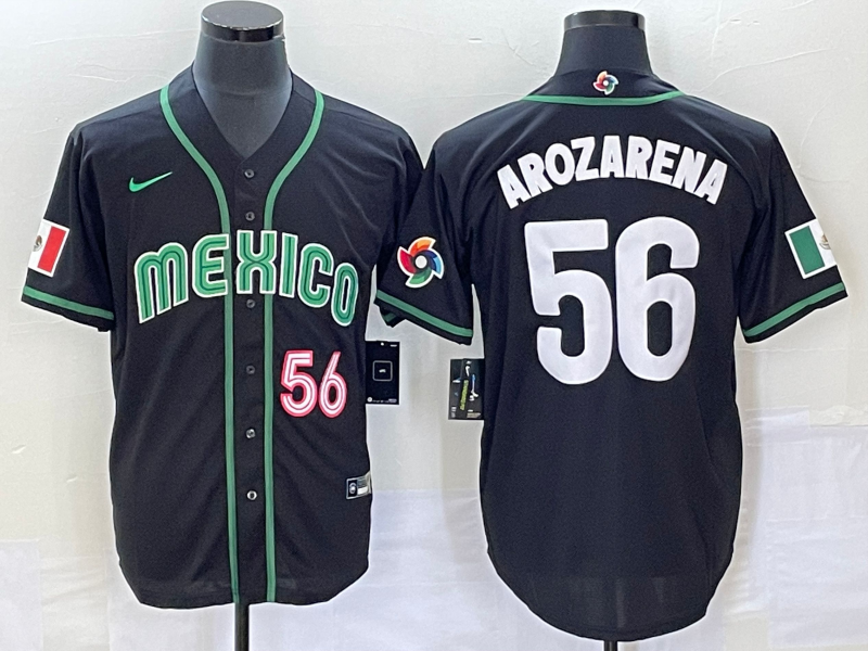 Men's Mexico Baseball #56 Randy Arozarena Number 2023 Black World Classic Stitched Jersey5