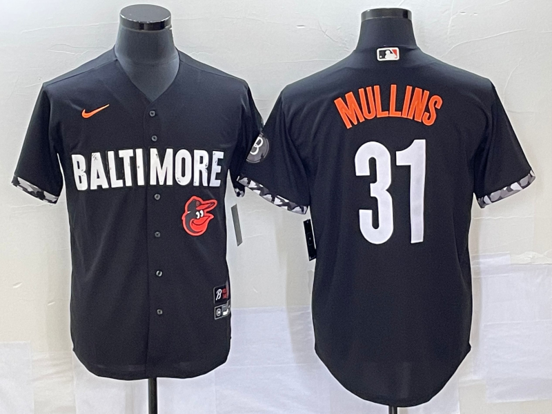 Men's Baltimore Orioles #31 Cedric Mullins Black 2023 City Connect Cool Base Stitched Jersey