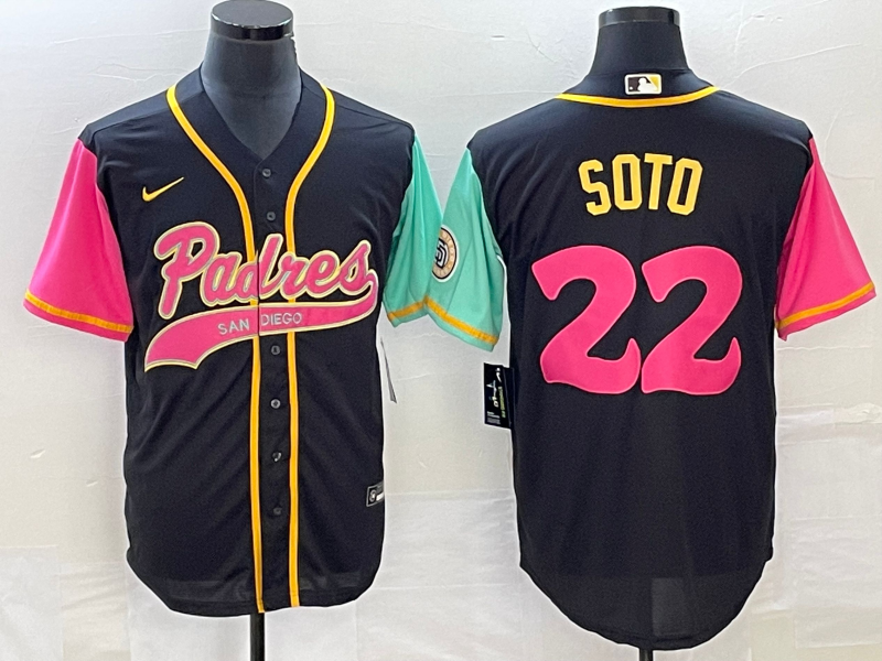 Men's San Diego Padres #22 Juan Soto Black NEW 2023 City Connect Cool Base Stitched Jersey 1