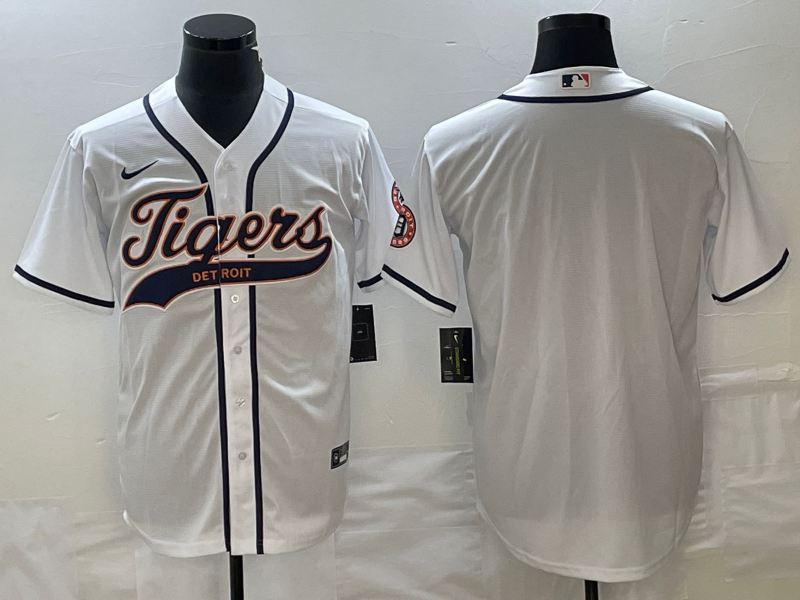 Men's Detroit Tigers Blank White Cool Base Stitched Baseball Jersey