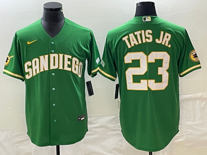 Men's San Diego Padres #23 Fernando Tatis Jr Green Cool Base Stitched Baseball Jersey 1