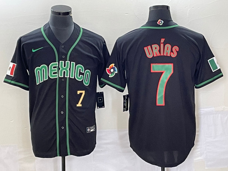 Men's Mexico Baseball #7 Julio Urias Number 2023 Black World Classic Stitched Jersey4