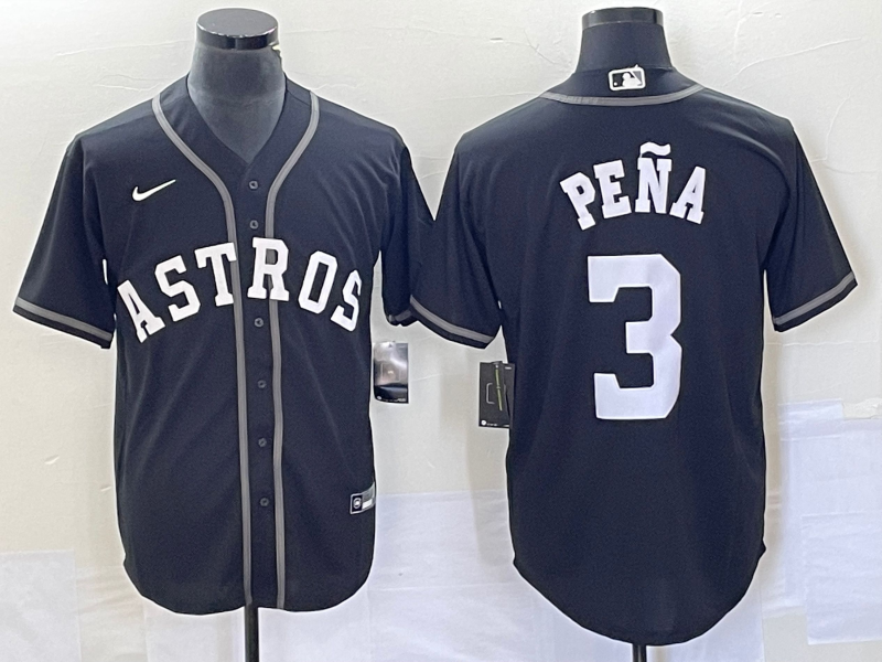 Men's Houston Astros #3 Jeremy Pena Black Cool Base Stitched Baseball Jersey