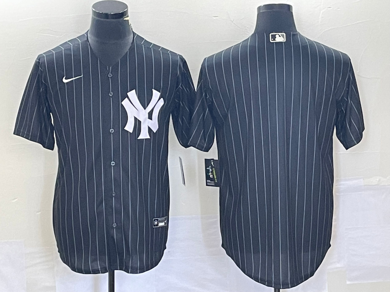 Men's New York Yankees Blank Black Pinstripe Cool Base Stitched Baseball Jersey