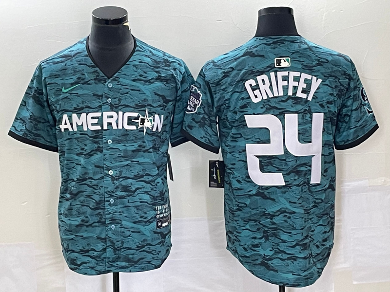 Men's Seattle Mariners #24 Ken Griffey Teal 2023 All Star Cool Base Stitched Jersey1