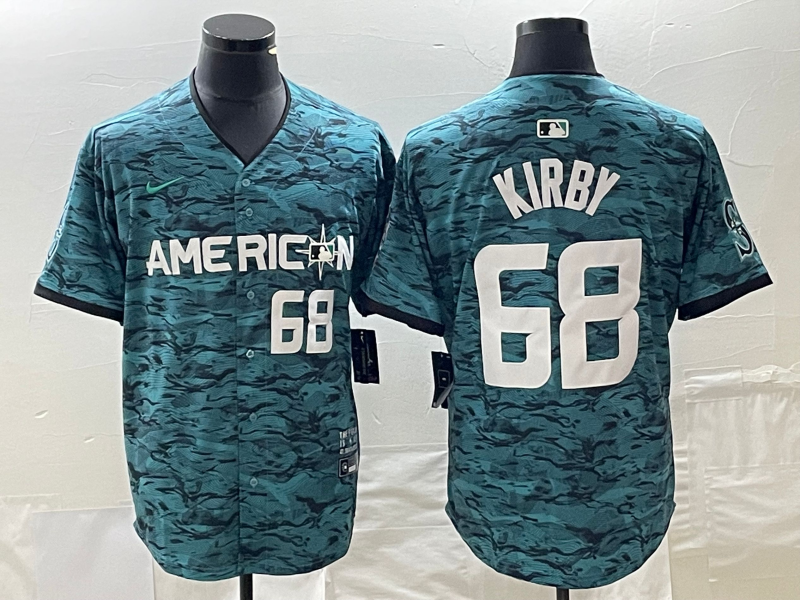 Men's Seattle Mariners #68 Adolis Garcia Number Teal 2023 All Star Stitched Baseball Jersey