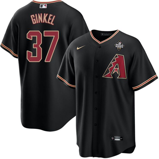 Men's Arizona Diamondbacks #37 Kevin Ginkel Black 2023 World Series Cool Base Stitched Baseball Jersey