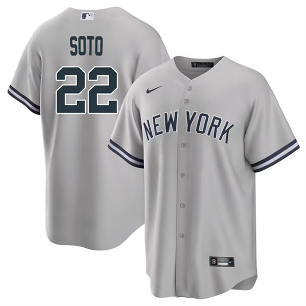 Men's New York Yankees #22 Juan Soto Gray Cool Base Stitched Baseball Jersey