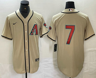 Men's Arizona Diamondbacks #7 Corbin Carroll Cream 2024 Stitched Cool Base Nike Jersey