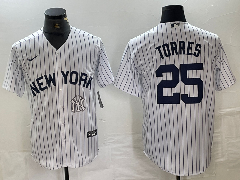 Men's New York Yankees #25 Gleyber Torres White 2024 Cool Base Stitched Jersey