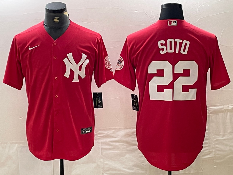 Men's New York Yankees #22 Juan Soto Red Fashion Cool Base Jersey