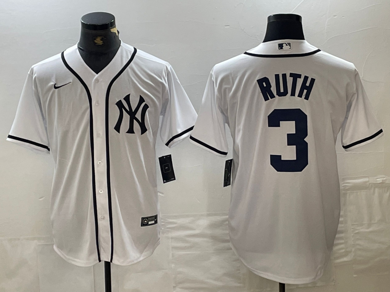 Men's New York Yankees #3 Babe Ruth White Fashion Cool Base Jersey