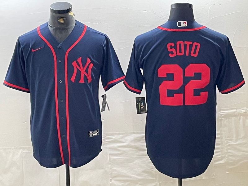 Men's New York Yankees #22 Juan Soto Navy Red Fashion Cool Base Jersey