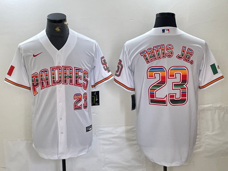 Men's San Diego Padres #23 Fernando Tatis Jr Mexico White Cool Base Stitched Baseball Jersey