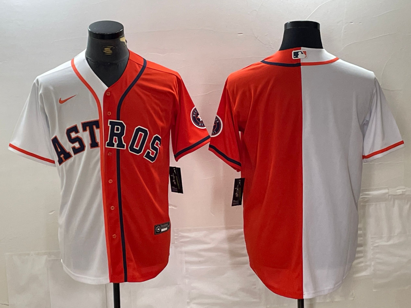 Men's Houston Astros Blank Orange White Split Stitched Baseball Jersey