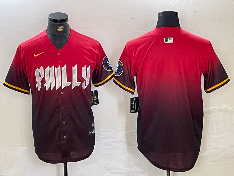 Men's Philadelphia Phillies Blank Red Black 2024 City Connect Limited Stitched Jersey