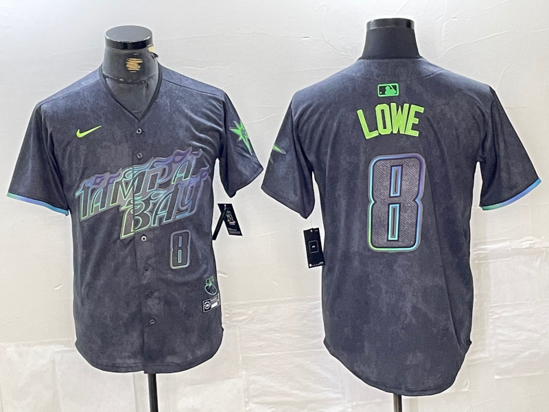 Men's Tampa Bay Rays #8 Brandon Lowe Charcoal 2024 City Connect Player Number Limited Cool Base Jersey