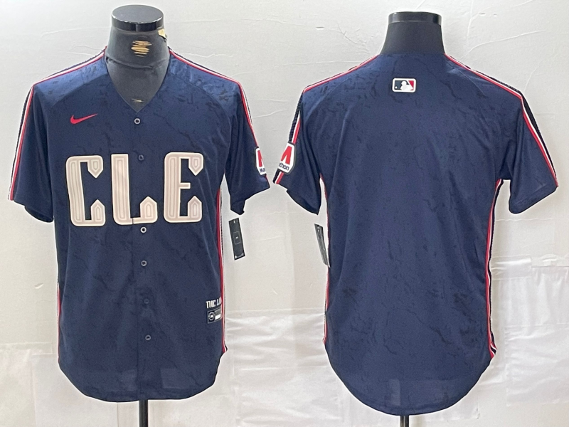 Men's Cleveland Guardians Blank Navy 2024 City Connect Limited Stitched Jersey